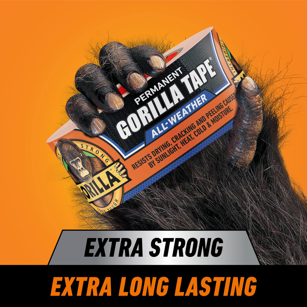 GORILLA All Weather Duct Tape, Black, 1.88 in x 25 yd, 2-Pack