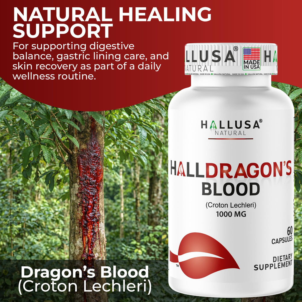 Dragon’s Blood Capsules 1000mg, Croton Lechleri Extract (Sangre de Drago, Sangre de Grado) Natural Digestion Support, Skin Healing, Ulcers, Stomach Sensitivity, Scarring, Antioxidant Support, 60 Count