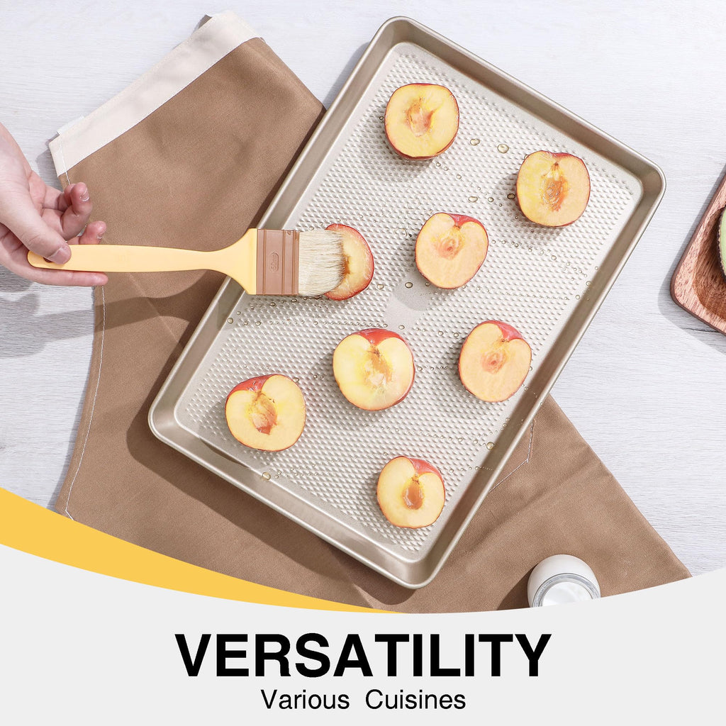 HONGBAKE 2 Pack Jelly Roll Pan 15x10, Commercial Cookie Sheets for Baking with Diamond Texture Surface, 57% Thicker Carbon Steel Baking Sheet for Oven, Nonstick Cooking Tray
