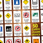 100 PICS US Road Signs Travel Game - Learn 100 Road Signs | Flash Cards with Slide Reveal Case | Card Game, Gift, Stocking Stuffer | Hours of Fun for Kids and Adults | Ages 6+