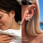 ASHINE 14K Gold Plated Dangle Flat Back Stud Earrings, Sterling Silver Posts Hypoallergenic Tragus Helix Piercing Jewelry, Gold Stud Tragus Cartilage Earrings for Women (Round Gold)