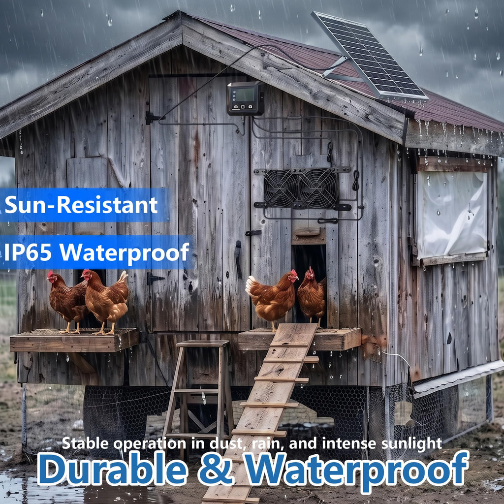 YRKUOEFD Solar Fan for Chicken Coop with 2 Fans and 3 Modes Controller Solar Exhaust Fan for Dog House Greenhouse Shed Outside Solar Powered Fans for Intake or Exhaust Vent Cooling