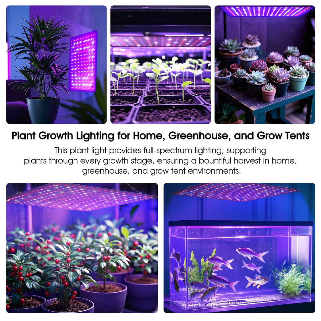 Uallhome 2 Pack LED Grow Light Panel Full Spectrum Lamp for Indoor Plants