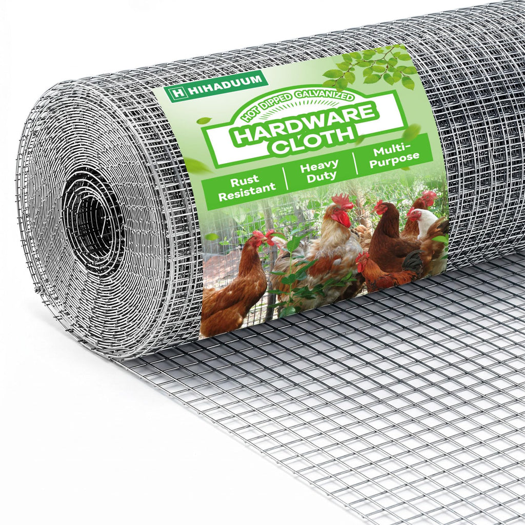 HIHADUUM 16'' x 20' Hardware Cloth 1/4 inch 23 Gauge, Hot-dip Galvanized After Welding, Chicken Coop Wire Fence Wire Mesh Screen, Rabbit/Snake Fences, Netting Wire Cloth Galvanized Wire Mesh Roll