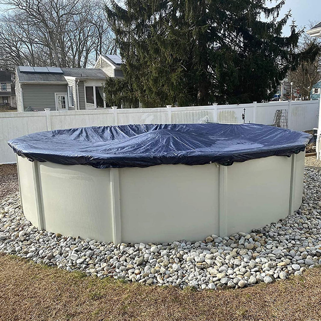 Winter Block 12’ ft. Premium Round Pool Winter Cover for Above Ground Pools – 10-Year Warranty, Cold and UV Resistant, Weatherproof and Durable, Winch & Cable Included