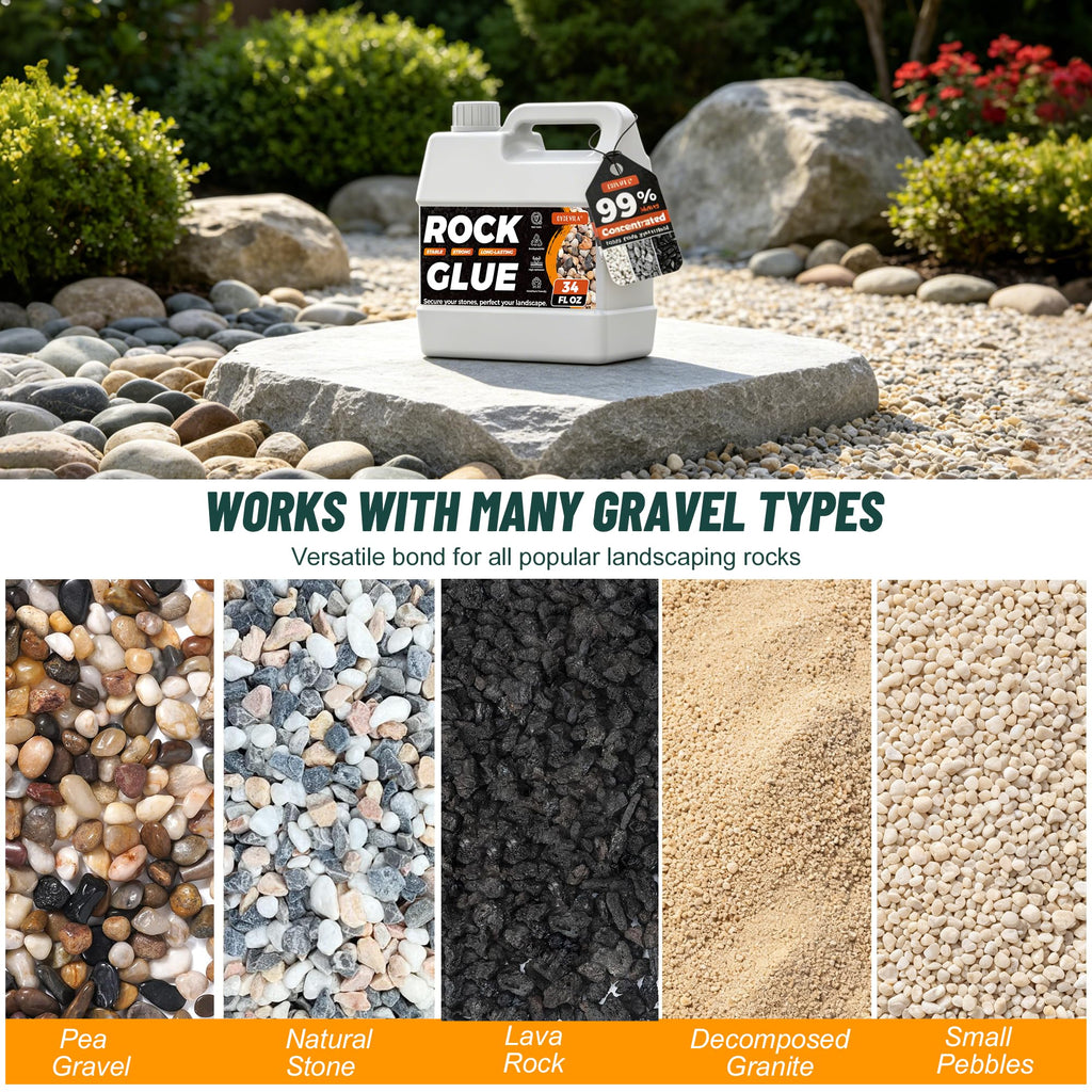 169oz Rock Glue for Landscaping, Premium Pea Gravel Glue & Mulch Glue for Landscaping, Strong Landscape Rock Glue with Weather-Resistant Formula, Fast-Drying Pet-Safe Adhesive Locks Pebbles, Bark