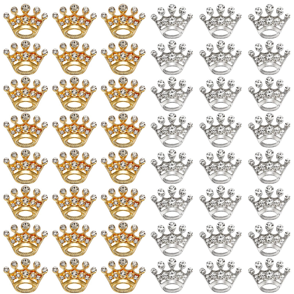 Okllen 48 Pieces Small Crown Brooches, Silver Gold Crown Pins, Fashion Rhinestone Brooch Pins for Women, Men, Lapel, Sashes, Wedding