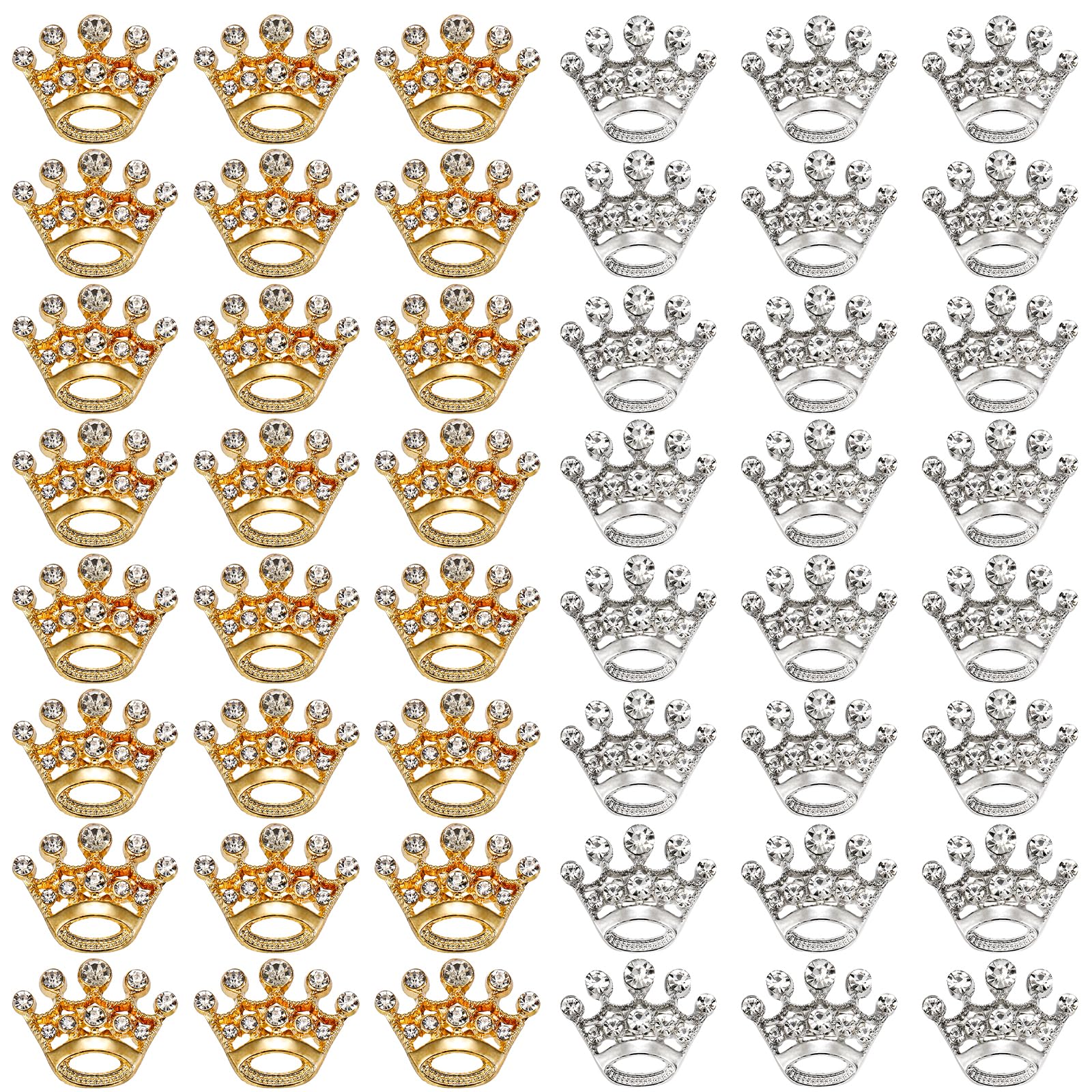 Okllen 48 Pieces Small Crown Brooches, Silver Gold Crown Pins, Fashion Rhinestone Brooch Pins for Women, Men, Lapel, Sashes, Wedding