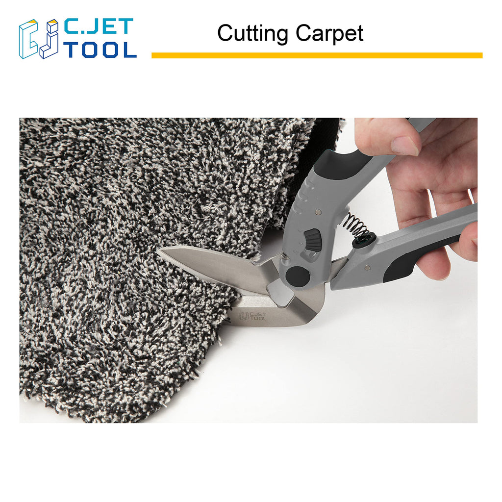 C.JET TOOL 10" Heavy Duty Scissors - Carpet Cutter, Industrial Multipurpose for Cardboard, Leather, Pruning, Gardening - Professional Soft Grip Stainless Steel (Black)