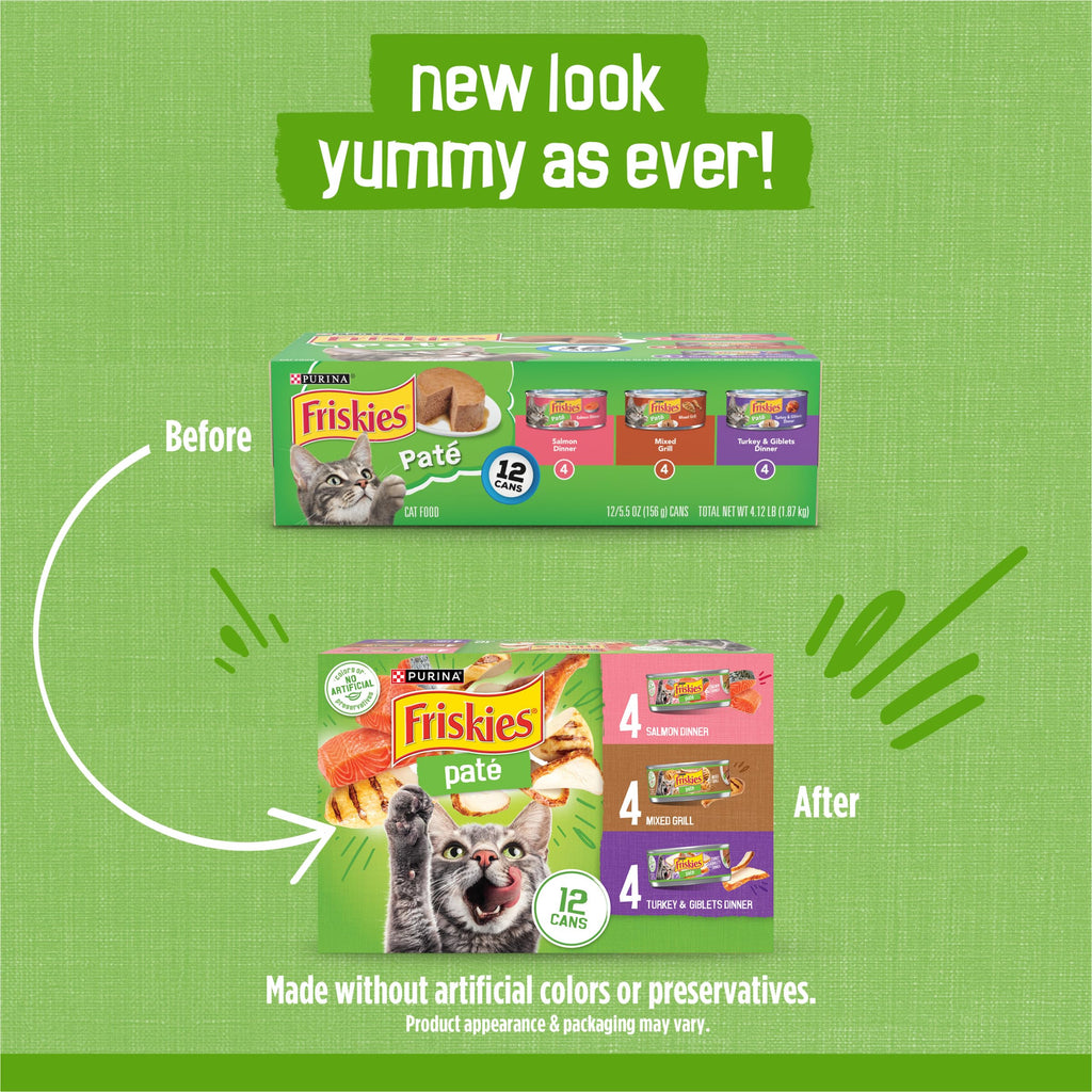 Purina Friskies Wet Cat Food Pate Variety Pack, (24) 5.5 oz Cans