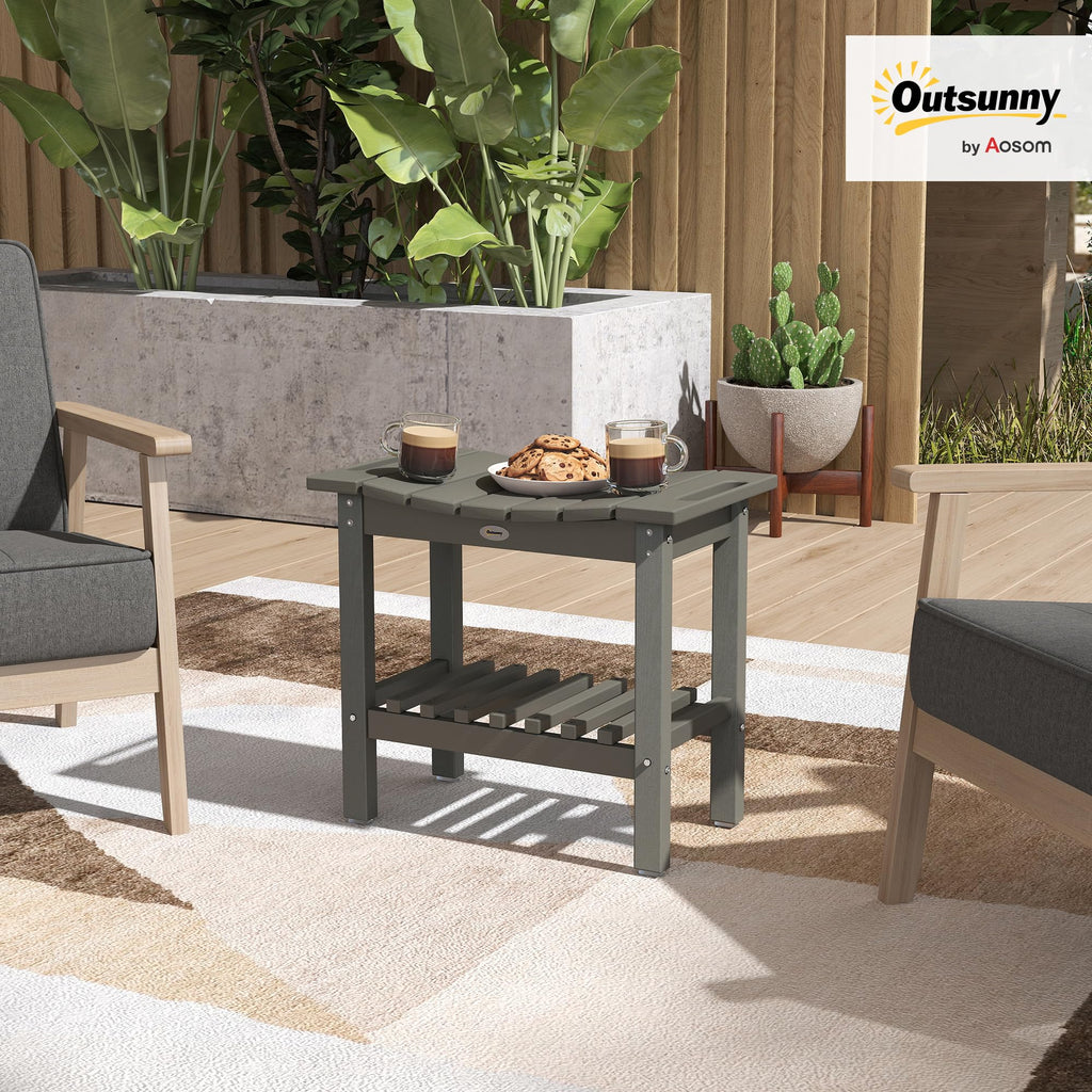 Outsunny Shower Bench for Inside Shower, HDPE Shower Stool with Handle, Storage Shelf, Non-Slip Pads, Waterproof Foot Stool for Indoor Outdoor, Dark Gray