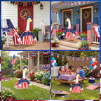 Abbylike 4th of July Porch Goose Outfit Patriotic American Flag Red Blue White Lawn Goose Clothes Fits 23 Inch Cement Statue Geese Costume for 250th Independence Day Outdoor Garden Yard Patio Decor