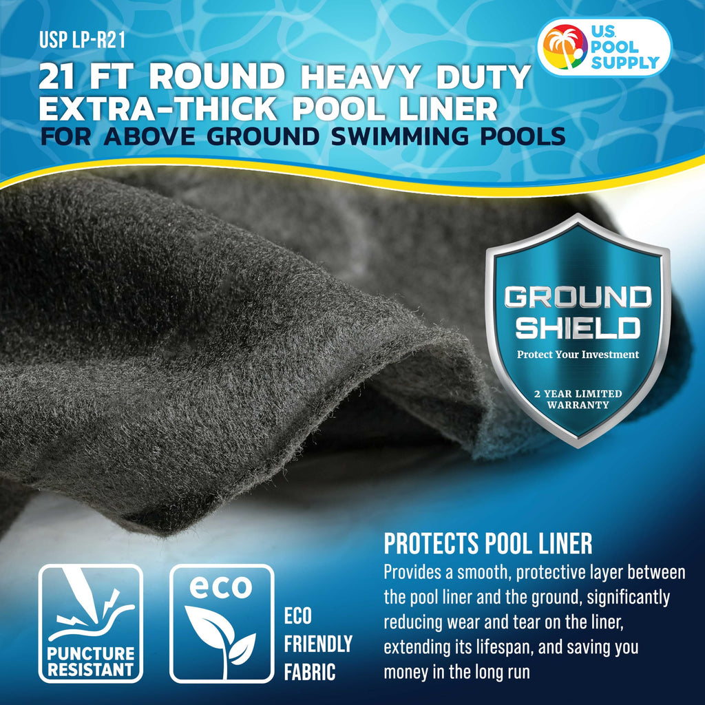 U.S. Pool Supply Ground Shield 21-Foot Round Heavy Duty Pool Liner Pad for Above Ground Swimming Pools - Protects Pool Liner, Prevents Punctures, Weed Barrier, Eco-Friendly Fabric - Extends Liner Life