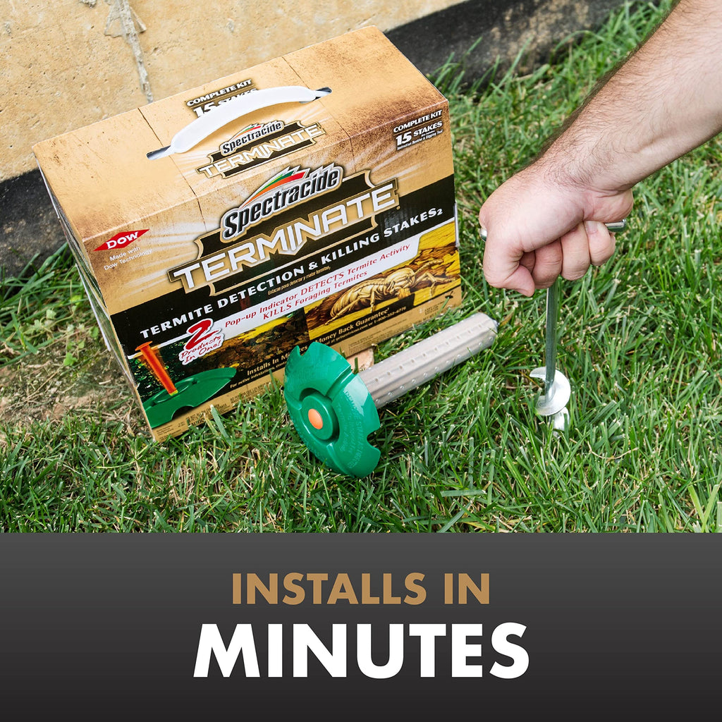 Spectracide Terminate Termite Detection & Killing Stakes2, 5 Count, Replacement Stakes With Pop-up Indicators Detect Termite Activity And Kill Foraging Termites