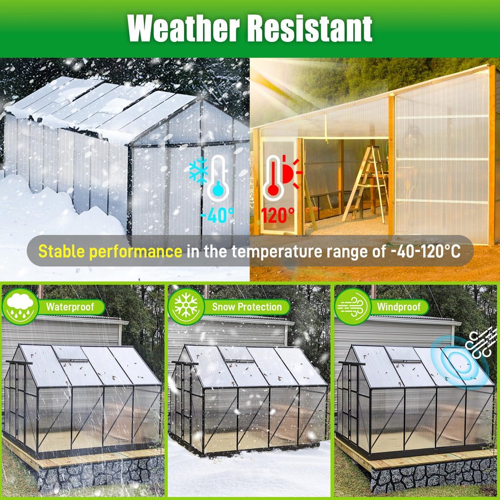 Sinimaka 8 Pack Polycarbonate Greenhouse Panels, 8' x 4' x 0.24'' Twin-Wall Polycarbonate Sheets, All Weather Clear Roof Panels Greenhouse Replacement Panels