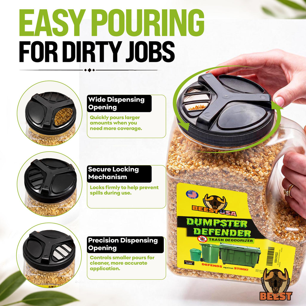 BEEST Dumpster Defender - 3lbs Outdoor Trash Can Deodorizer & Liquid Waste Absorber (Made in USA) Biodegradable Trash Can Odor Eliminator - Powerful Garbage Deodorizer for Always-Fresh Bins - 14 Cups