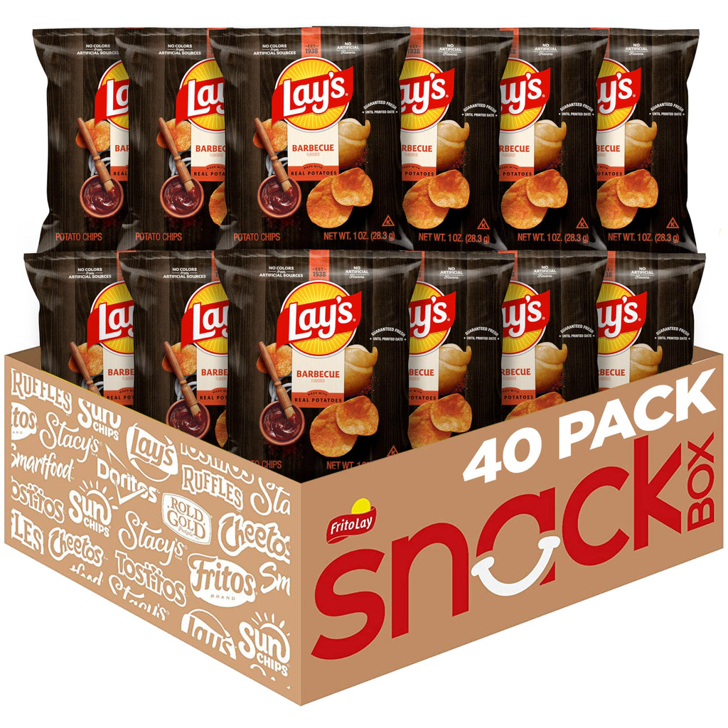 Lay's Barbecue Flavored Potato Chips, 1 oz Bags, (40 Pack) (Packaging and Formula May Vary)