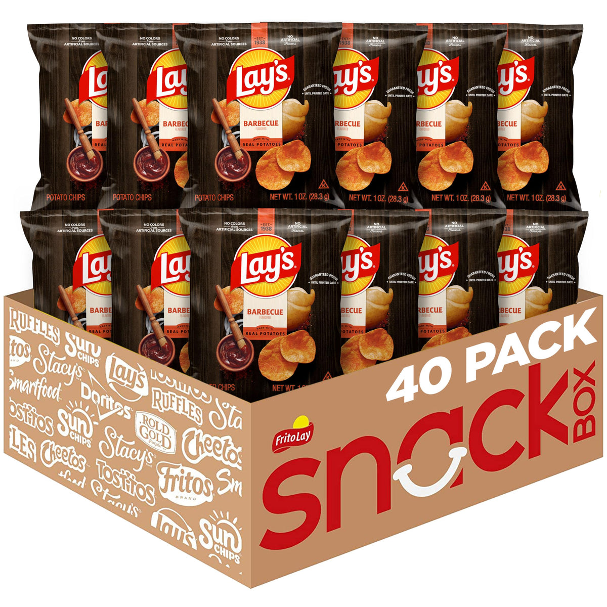 Lay's Barbecue Flavored Potato Chips, 1 oz Bags, (40 Pack) (Packaging and Formula May Vary)