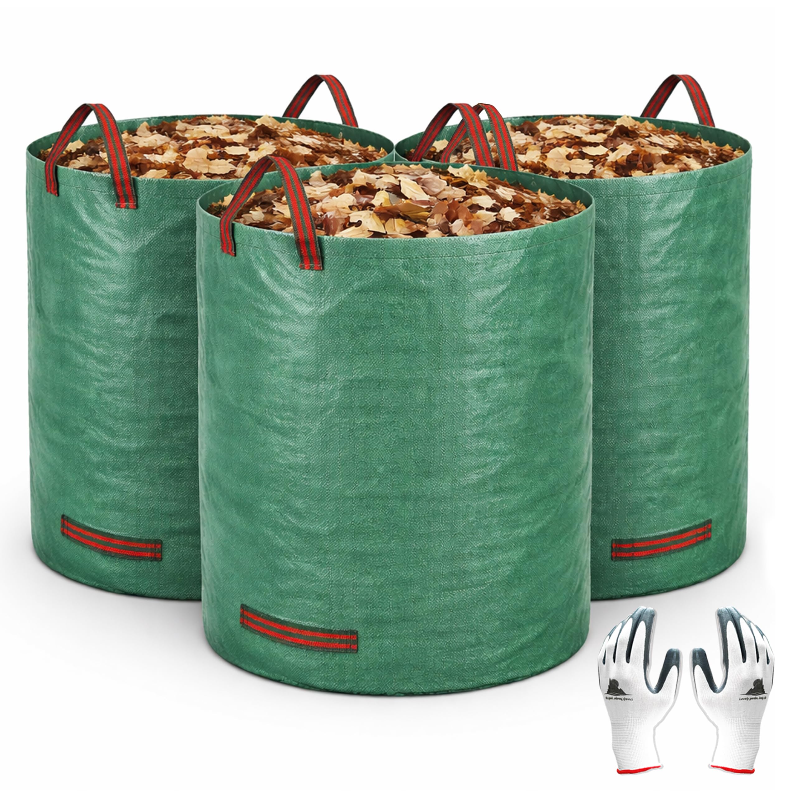 Gardzen 3 Pack 72 Gallon Garden Waste Bags Reusable Heavy Duty
