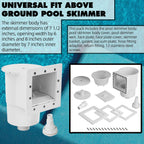 TonGass (Complete Set Universal Fit Above Ground Pool Skimmers (White) Pool Skimmer Accessory Kit ABS Plastic Thru-Wall Skimmer with Accessories Opening Width 6" Fits All Standard Pools Wall Cutouts