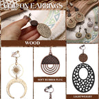 THUNARAZ Clip on Dangle Earrings for Women Trendy, Bohemian Earrings Set