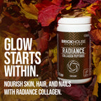 BRICKHOUSE NUTRITION Radiance: Collagen Peptides Powder for Skin & Hair Growth | Anti-Aging Collagen Supplements with Hyaluronic Acid - Chocolate
