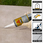 SIKA Sikaflex Crack Flex Sealant - Gray, High-Performance Polyurethane, Self-Leveling, Textured - Waterproof Seal for Horizontal Cracks - 10.1 fl. oz (Pack of 12)