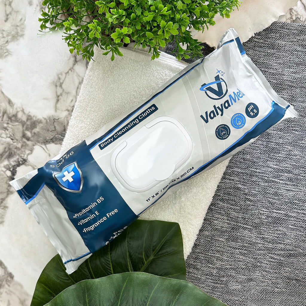 ValyaMed Body Wipes for Adults, XL for full Body, Adult and Elderly, Alcohol-Free Incontinence, Paraben Free, Fragrance-Free, Vitamin E, Provitamin B5-11'' x 8'' (96 Count - Single Pack)