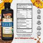 Barlean's Organic Lignan Omega 3 Flaxseed Oil Liquid Supplement for Men and Women, Cold Press Flax Seeds, 7230mg ALA Fatty Acid, Vegan and Gluten Free, 16 oz