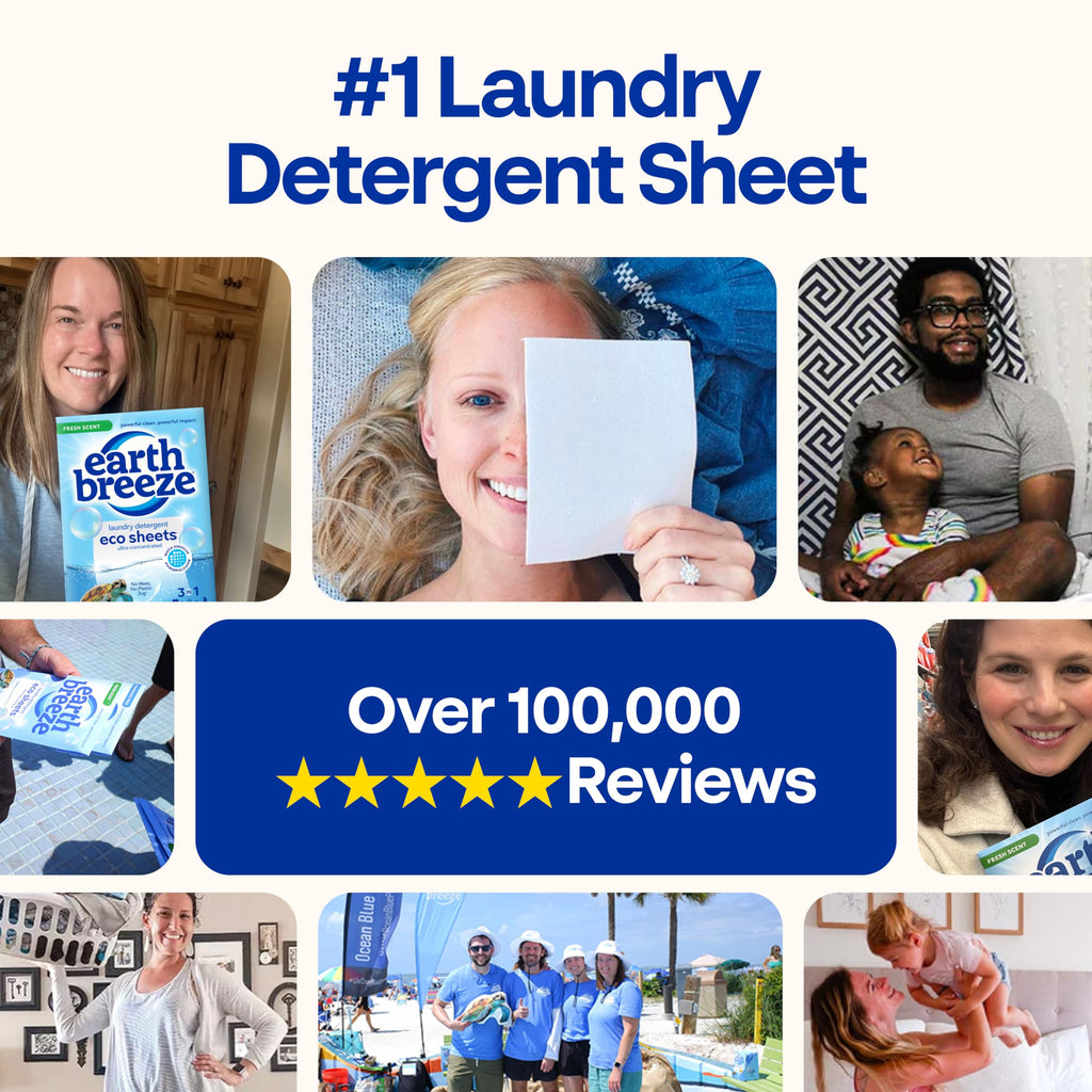 Earth Breeze Laundry Detergent Sheets Fresh Scent - 60 Loads Eco Liquidless Soap - Travel-Friendly for Hot & Cold Cycles, Tackles Tough Stains & Odors - Gentle on Skin, 30 Ct