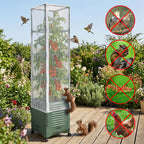 4 Pcs Garden Bird Netting Plant Cover for Square Tomato Cage, 59" x 17.7" Insect Bird Barrier Tomato Cage Net with Zipper & Drawstring, Tomato Trellis Netting Protection Cover for Protecting Plants