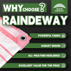 RAINDEWAY Tarps 6x10 Feet,12 Mil Sunshade Striped Tarp Waterproof,Multipurpose Poly Tarp Cover with Grommets and Reinforced Edges,Red/White Tarps