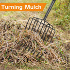 HIGHLIGHT Pitch Fork Pitchfork,10-Tine Wide 45Inch Fiberglass Manure Fork