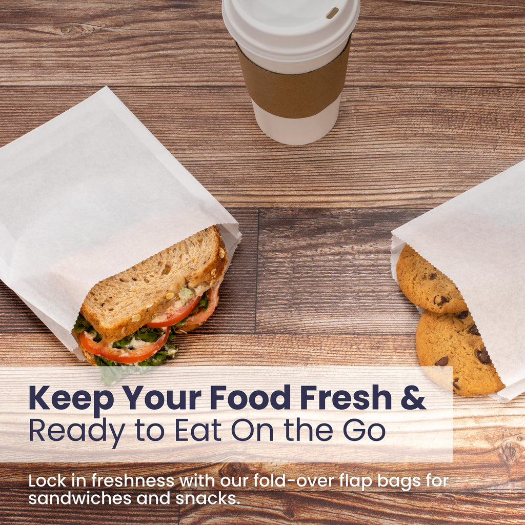 Fit Meal Prep 1000 Pack Paper Sandwich Bags 7 x 6”, Greaseproof Snack Bags, Food Grade Pastry Bag, Recyclable Small Paper Bags, Cookie Sleeves, Food Packaging for Bakery, Donuts