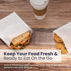 Fit Meal Prep 1000 Pack Paper Sandwich Bags 7 x 6”, Greaseproof Snack Bags, Food Grade Pastry Bag, Recyclable Small Paper Bags, Cookie Sleeves, Food Packaging for Bakery, Donuts