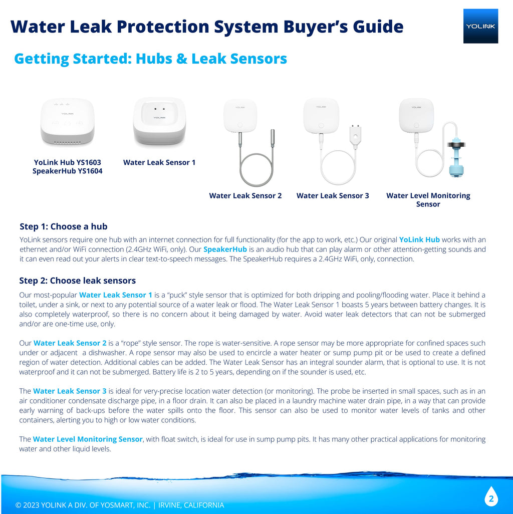 YoLink Smart Home Starter Kit: Hub & Water Leak Sensor 1, LoRa Up to 1/4 Mile Open-Air Range, SMS/Text, Email & Push Notifications, w/Alexa, IFTTT, Home Assistant
