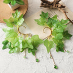 FRESHME Fairy Elf Ear Cuffs - Leaves Elven Ear Clip Wraps Poison Ivy Costume Woodland Earrings Forest Mother Nature Costume Renaissance Fantasy Dress Up Medieval Cosplay Accessories for Adult Women