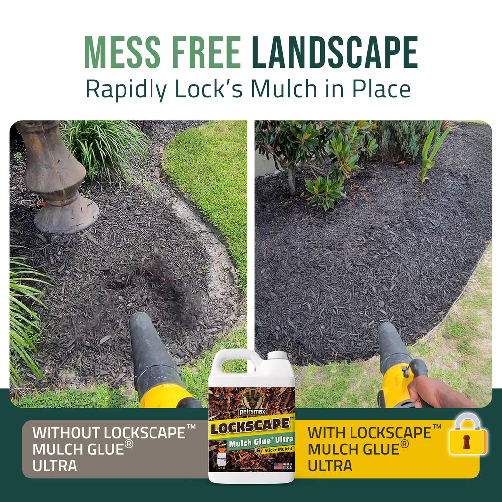 Lockscape Mulch Glue for Landscaping Ultra Concentrated (64 Ounce) - Lasts Up to 2 Years, Non-Toxic, Concentrated Landscape Binder - Strong Mulch and Pine Straw Glue for Landscaping, Pine Straw & More