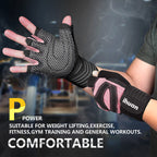ihuan Ventilated Weight Lifting Gym Workout Gloves with Wrist Wrap Support for Men & Women, Full Palm Protection, for Weightlifting, Training, Climbing Fitness, Hanging, Pull ups