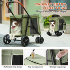 AOPEC Medium Dog Stroller, Dual Entry One-Touch Folding,Small and Medium Pet Stroller,360° Rotating Front Wheels,80 lbs Weight Capacity for Outdoor Travel and Elderly Dogs - Green