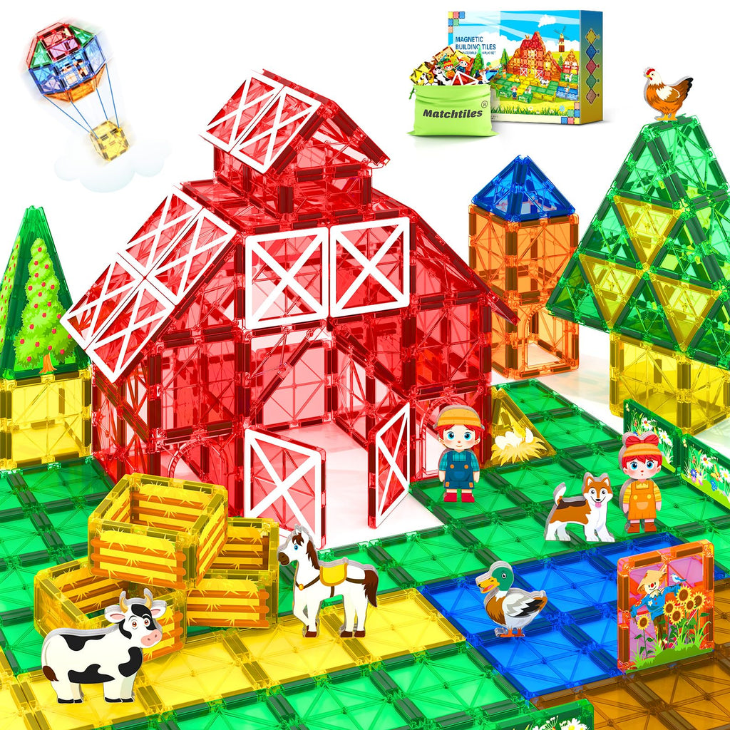 Magnetic Tiles Toys with Farm Animals for 3+ Year Old Toddler, Magnetic Blocks Building Toys for Kids Ages 3-5 5-7 Girls Boys, Classroom Must Haves