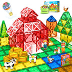 Magnetic Tiles Toys with Farm Animals for 3+ Year Old Toddler, Magnetic Blocks Building Toys for Kids Ages 3-5 5-7 Girls Boys, Classroom Must Haves