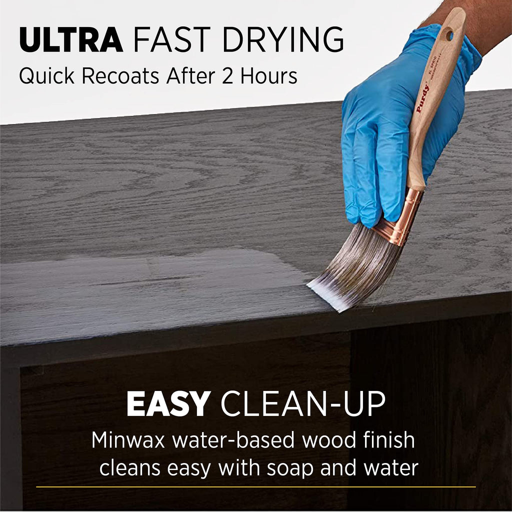 Minwax 233334444 Polycrylic Protective Wood Finish, Clear Satin, ½ Pint