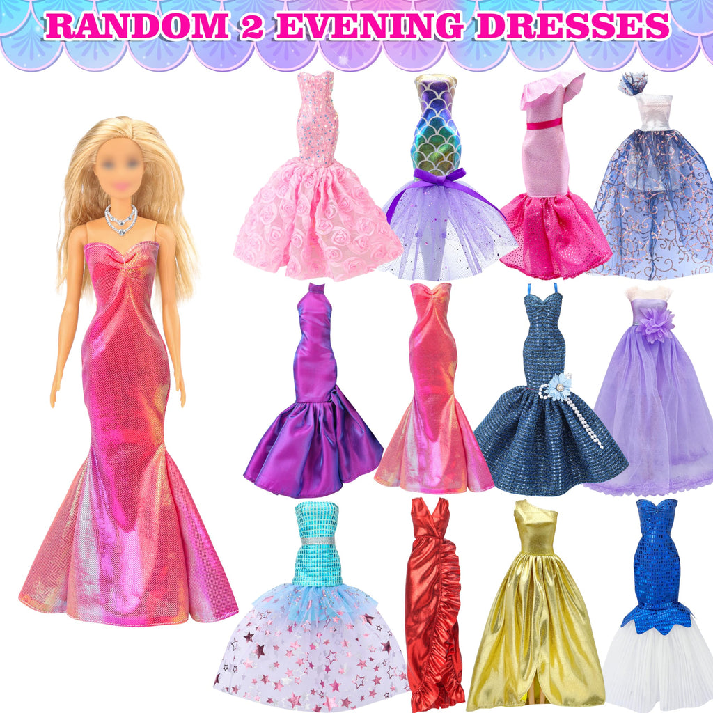 Style Shine 100 Pcs Doll Clothes & Accessories, 4 Wedding Gowns 2 Evening Dresses 6 Fashion Dresses 1 Jumpsuit 5 Tops 5 Pants 2 Swimsuit, 20 Hangers 10 Shoes 46 Accessories Toys for Girl Birthday Gift