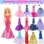 Style Shine 100 Pcs Doll Clothes & Accessories, 4 Wedding Gowns 2 Evening Dresses 6 Fashion Dresses 1 Jumpsuit 5 Tops 5 Pants 2 Swimsuit, 20 Hangers 10 Shoes 46 Accessories Toys for Girl Birthday Gift