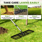 Lawn Leveling Rake, 45"x10" Stainless Steel Lawn Leveler with 76" Adjustable Handle, Heavy-Duty Yard Leveling Rake for Garden, Golf Course, Farm, Pasture, Professional Lawn Care Tool