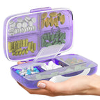 Travel Pill Organizer – Moisture-Proof Medicine Pill Organizer with Labels, 8 Compartment Pill Box Case for Vitamins & Supplements, Portable Pocket Pharmacy (Purple)