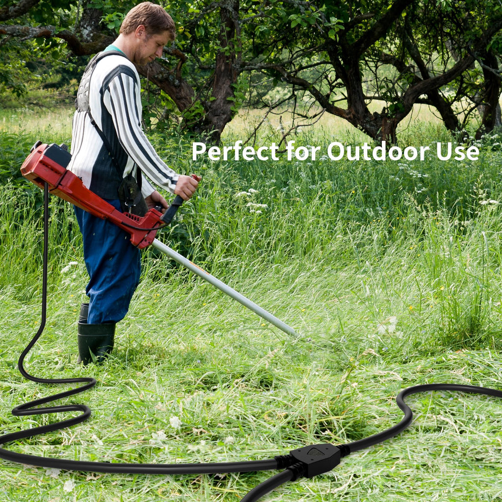 2 Way Power Extension Cord Splitter 30 Ft Total (18+6+6)-3 Prong 1 to 2 Extension Cord Cable Y Splitter-Outlet Adatper-SJTW Outdoor for Halloween Christmas Lighting Landscaping-16AWG 13A 125V-UL-1T2