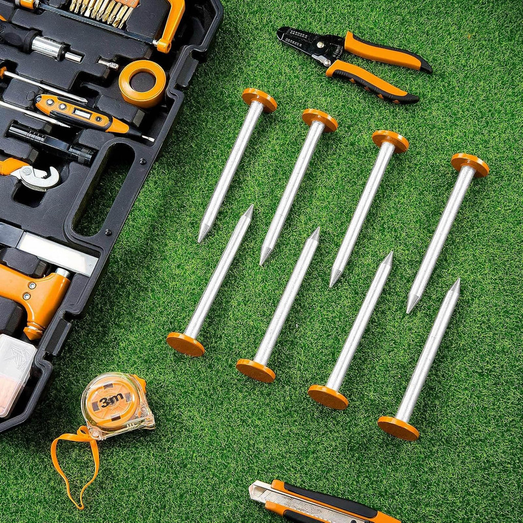 Silkfly 8 Pcs 6.7 Inch Survey Stakes Property Line Markers Low Profile Heavy Duty Hi-vis Orange Stakes Building Line Marker for Garden Lawn Landscape Edging Weed Barriers
