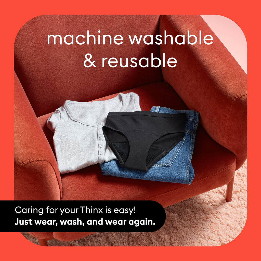 Thinx for All Period Underwear, Everyday Comfort Hi-Waist, Holds Up to 12 Regular Tampons*, Period Panties, Leakproof, Reusable & Controls Odor, Mosaic + Rhubarb, 2 Pack, XL